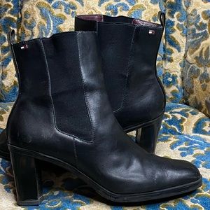 Tommy Hilfiger short genuine leather boots size 8.5 in black